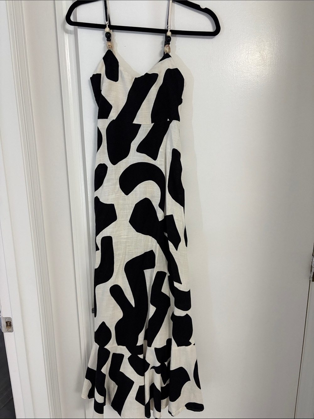 black and white abstract maxi dress